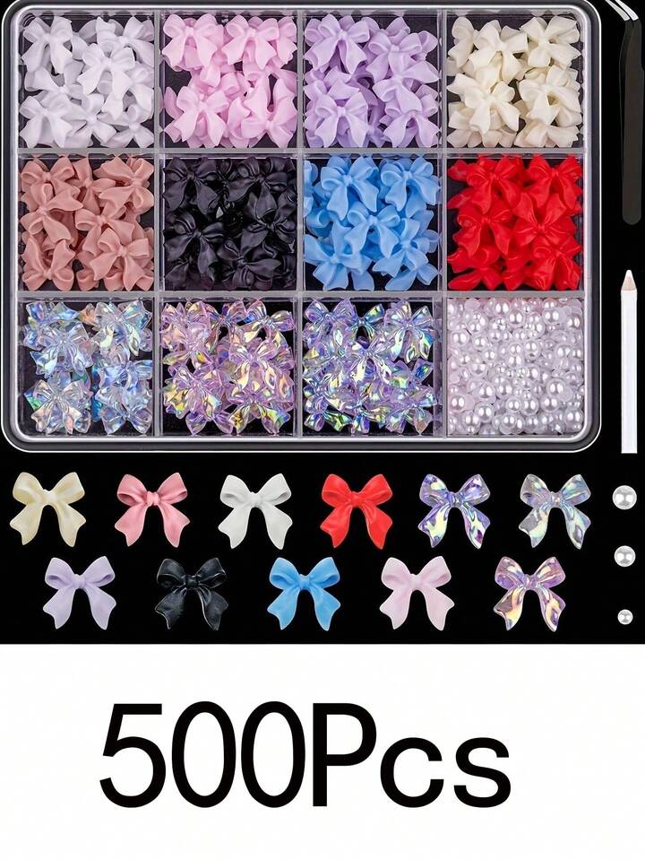 3D Bow & Pearl Nail Art Charms
