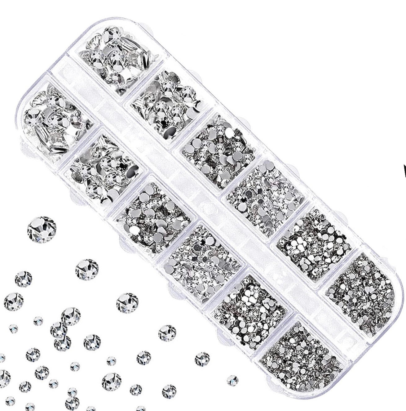 Silver Rhinestone Gems - 1440pcs - Assorted Size